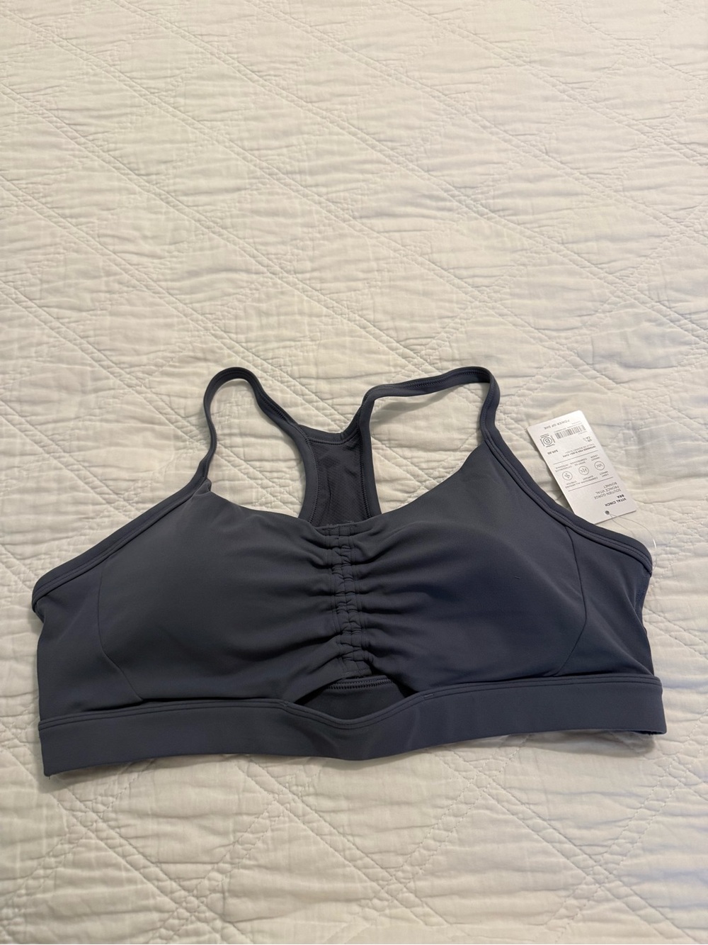 Athleta Racerback Ruched Sports Bra - Charcoal